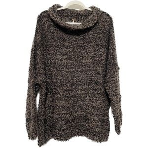 FREE PEOPLE | Brown Black Mock Turtleneck Sweater Size Small B32